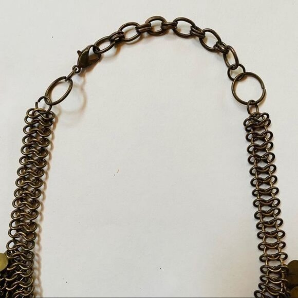 Vintage Brass Necklace Gypsy Costume Adjustable Jewelry Chain Mail Necklace - Picture 12 of 12